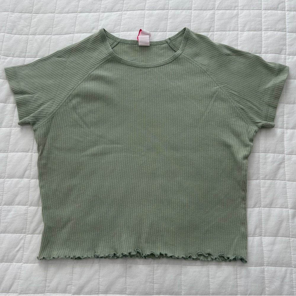Sage Green Ribbed Baby Tee
